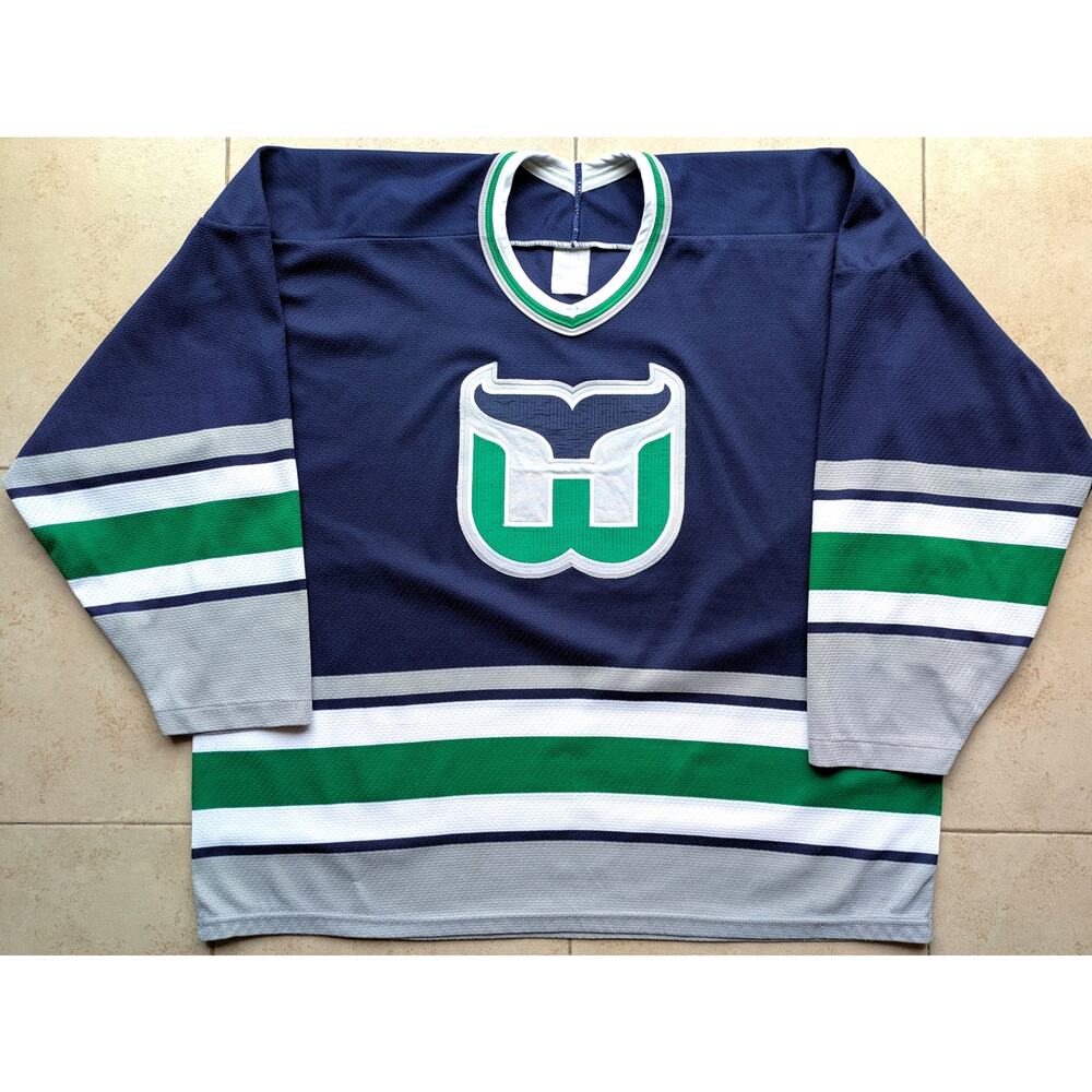 Hartford Whalers 90s CCM Air-Knit jersey XL navy Connecticut NHL vintage